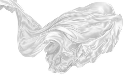 Abstract background of white wavy silk or satin. 3d rendering image.