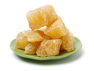 dark crystal sugar on white background