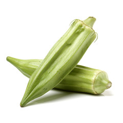 Fresh young okra isolated on white background