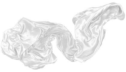 Abstract background of white wavy silk or satin. 3d rendering image.