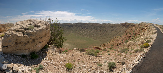 Arizona Barringer Meteor Crater Panorama with footpath on the edge © Eugene