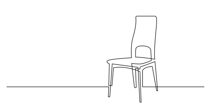 continuous line drawing of tall elegant dinner chair
