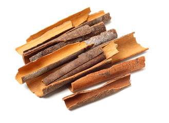 Cinnamon on white background 