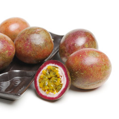 Passion fruit on white background