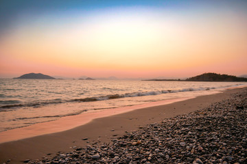 sunset sea coast ocean sky summer