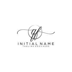 QF Initial handwriting logo with circle template vector.