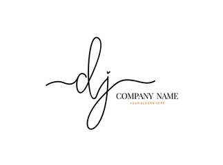 D J DJ Initial handwriting logo design with circle. Beautyful design handwritten logo for fashion, team, wedding, luxury logo.