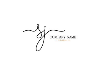 S J SJ Initial handwriting logo design with circle. Beautyful design handwritten logo for fashion, team, wedding, luxury logo.