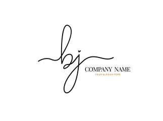 B J BJ Initial handwriting logo design with circle. Beautyful design handwritten logo for fashion, team, wedding, luxury logo.
