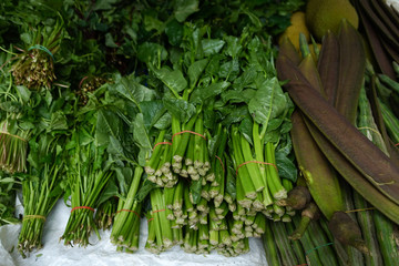 All kinds of asian vegetable on a market