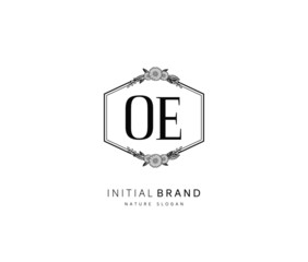 O E OE Beauty vector initial logo, handwriting logo of initial signature, wedding, fashion, jewerly, boutique, floral and botanical with creative template for any company or business.