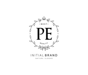 P E PE Beauty vector initial logo, handwriting logo of initial signature, wedding, fashion, jewerly, boutique, floral and botanical with creative template for any company or business.