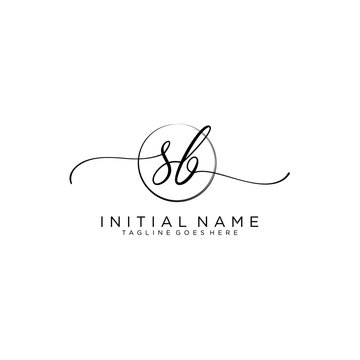SB Initial handwriting logo with circle template vector.