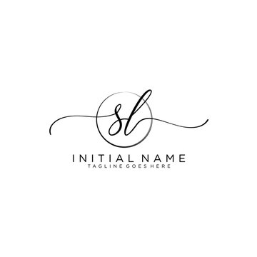 SL Initial handwriting logo with circle template vector.