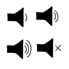 Speaker icon set vector. Volume icon with handdrawn doodle