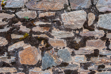 Brick built with stone. Detail about inca wall in Choquequirao City.