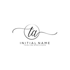 TA Initial handwriting logo with circle template vector.