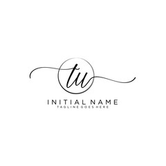 TU Initial handwriting logo with circle template vector.