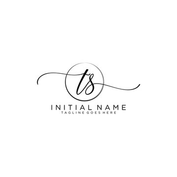 TS Initial handwriting logo with circle template vector.