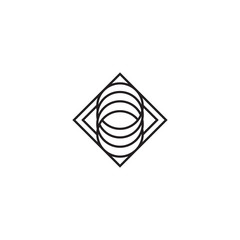 rhombus with circle line logo and abstract eyes design concept 