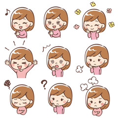 女性のいろんな表情セット