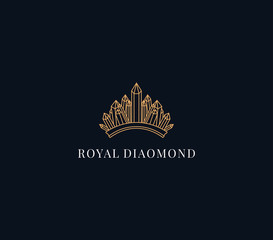 crown logo design element , diamond royal logo design template 