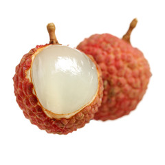Lychee fruit. Fresh lychees fruit in isolated on white background 