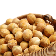 Hazelnut on white background