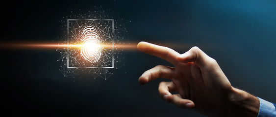 Fingerprint scan provides security access with biometrics identification