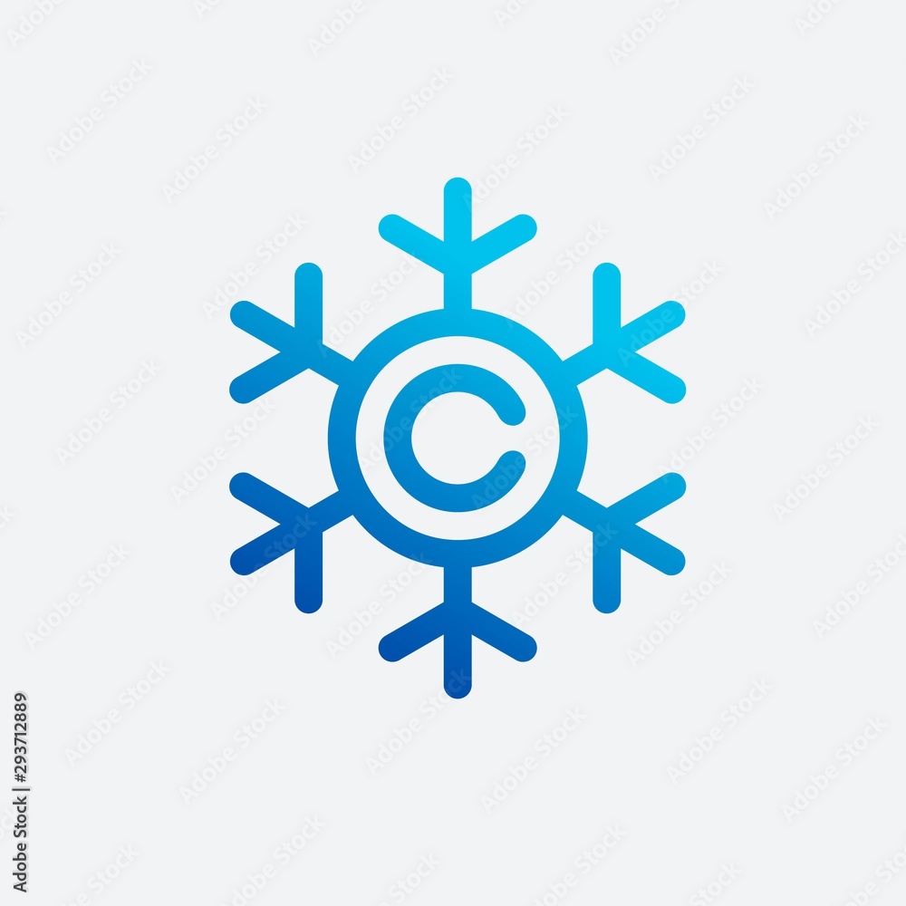 Poster cold logo design with snowflake concept