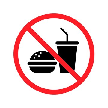 No food no drinks sign. High quality prohibition sign isolated on white.