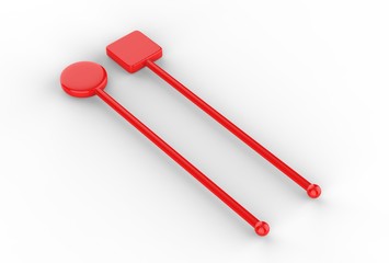 Promotional cocktail stirrer for branding. 3d render illustration.