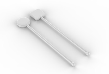 Promotional cocktail stirrer for branding. 3d render illustration.