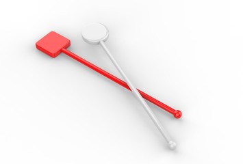 Promotional cocktail stirrer for branding. 3d render illustration.