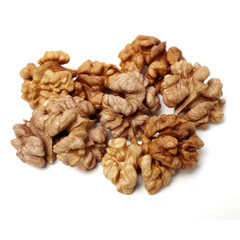 walnuts on white background 