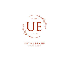 U E UE Beauty vector initial logo, handwriting logo of initial signature, wedding, fashion, jewerly, boutique, floral and botanical with creative template for any company or business.