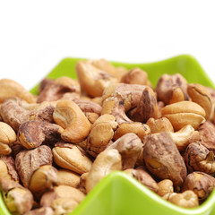 cashew nuts on white background