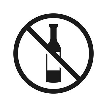 No drink sign. High quality prohibition sign isolated on white. City public signs. Monochrome, one color, in one paint, black and white.