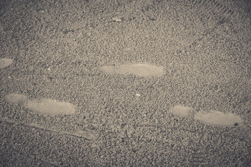 Footprint on sand beach
