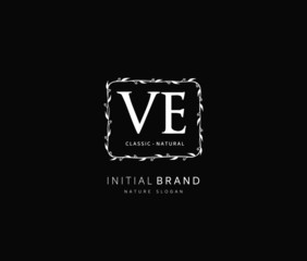 V E VE Beauty vector initial logo, handwriting logo of initial signature, wedding, fashion, jewerly, boutique, floral and botanical with creative template for any company or business.