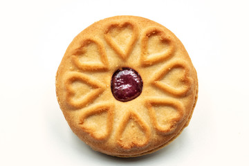 Jam biscuit or cookies on white background