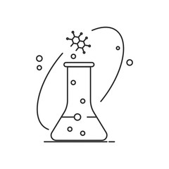 Chemistry flask icon. Outline thin line. Isolated on white background. 