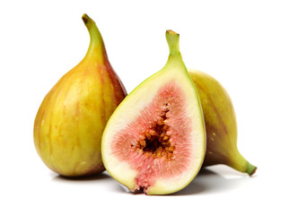 Ripe figs on a white background