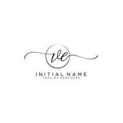 VE Initial handwriting logo with circle template vector.