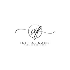 VF Initial handwriting logo with circle template vector.