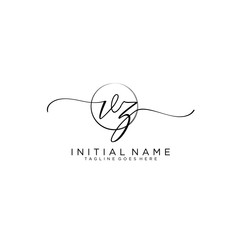 VZ Initial handwriting logo with circle template vector.