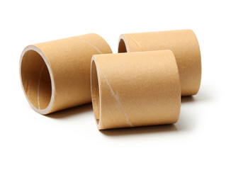 Brown paper roll on white background
