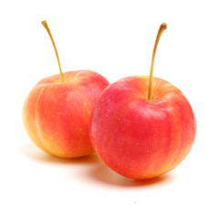 small red and yellow apples isolated on white background