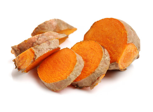 Turmeric on white background
