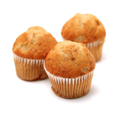 cup shape sponge cake on white background